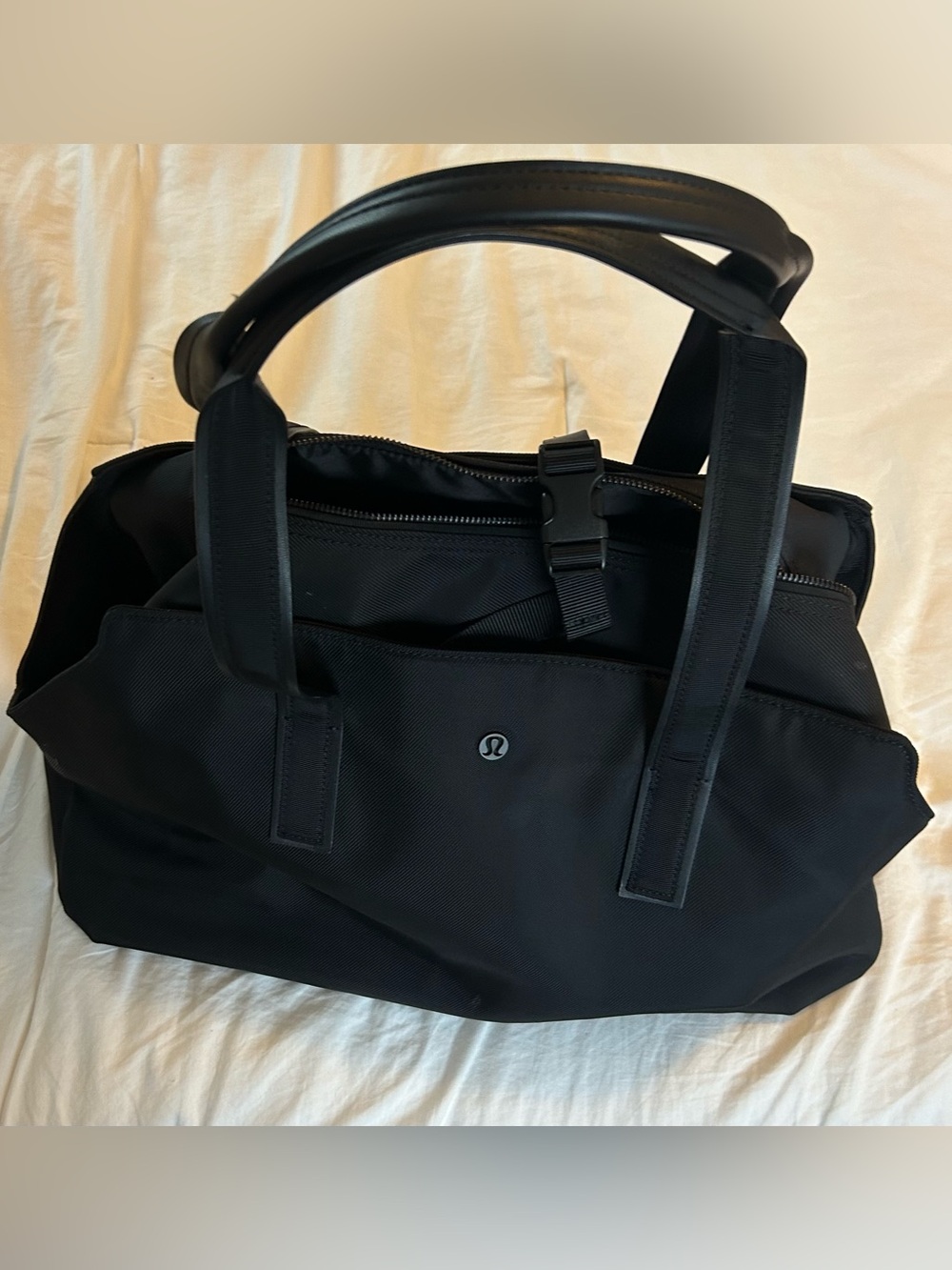 lululemon athletica Black Duffel Gym Tote with Top Handles and Slot for Laptop